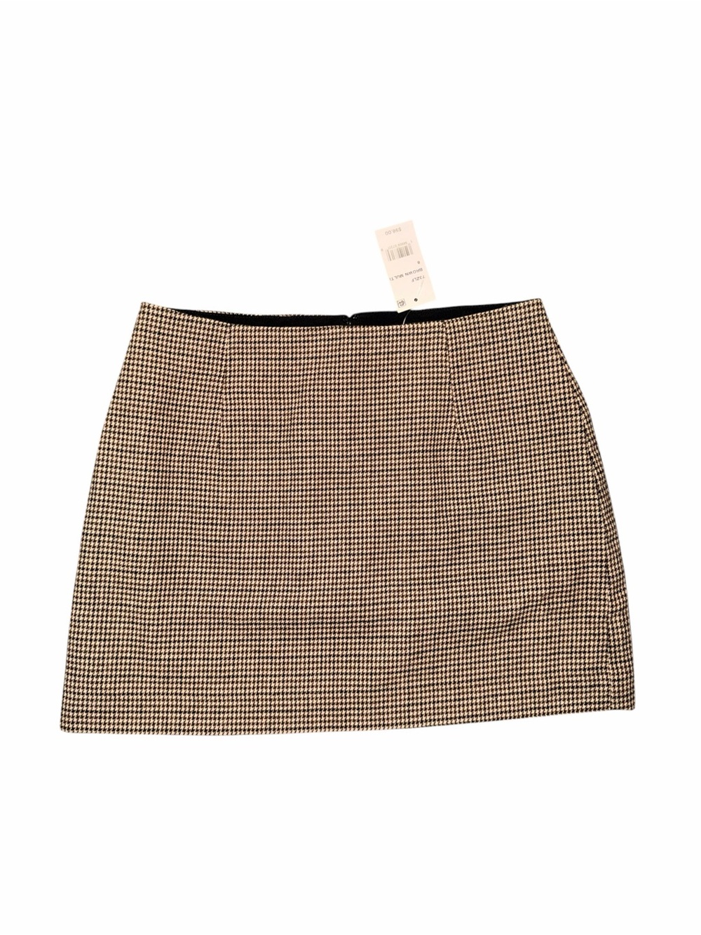 French Connection Brown & Black Houndstooth Wool Mini Skirt- NWT 8